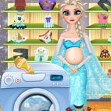 Pregnant Ellie Washing Clothes